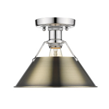 Golden 3306-FM CH-AB - Yep by Golden Lighting Orwell 1-light Flush Mount in Chrome and Aged Brass shade